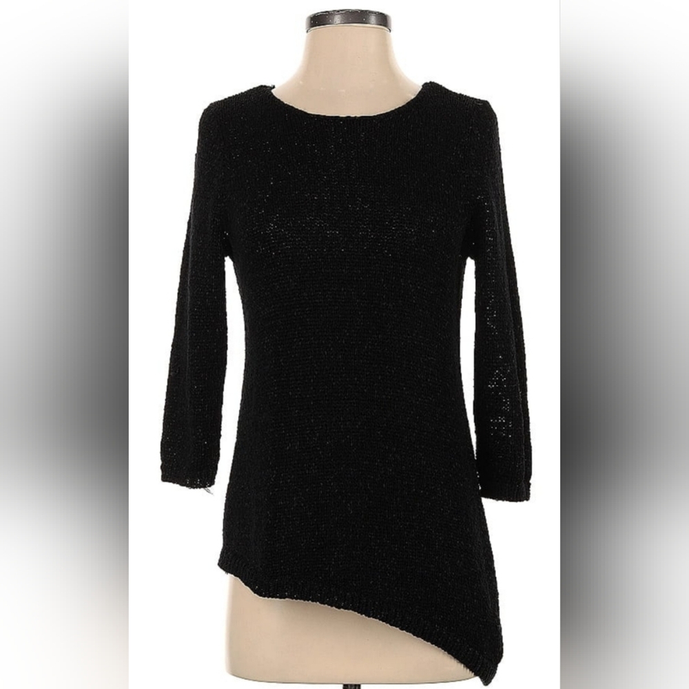 Chico's Elegant Office fall christmas Black Knit tunic pullover sweater Top S